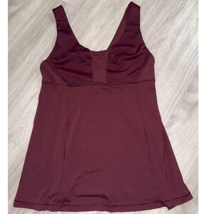 Lululemon Athletica Burgundy Mesh Panel Shelf Bra Tank Top Size 8 Womens